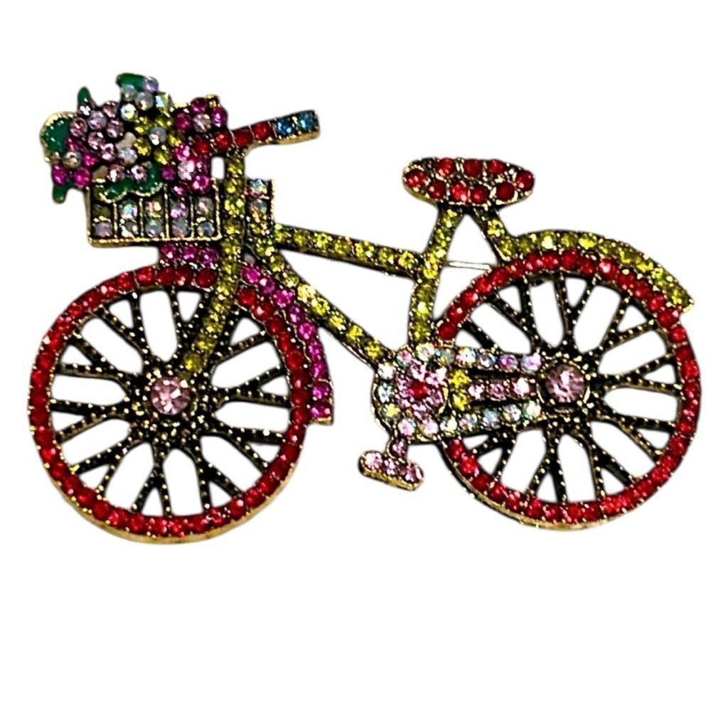 Colorful Bicycle Brooch with Rhinestones - Picture 6 of 6